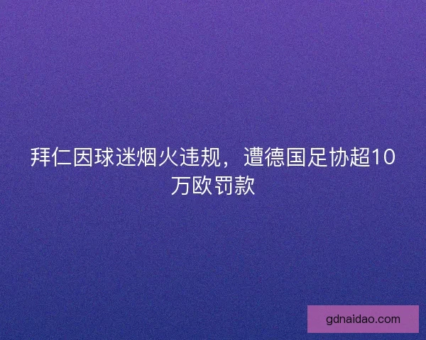 拜仁因球迷烟火违规，遭德国足协超10万欧罚款